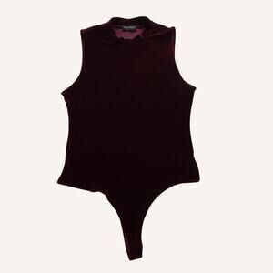 LIZ & SARA bodysuit XL maroon crimson velvet sleeveless EUC